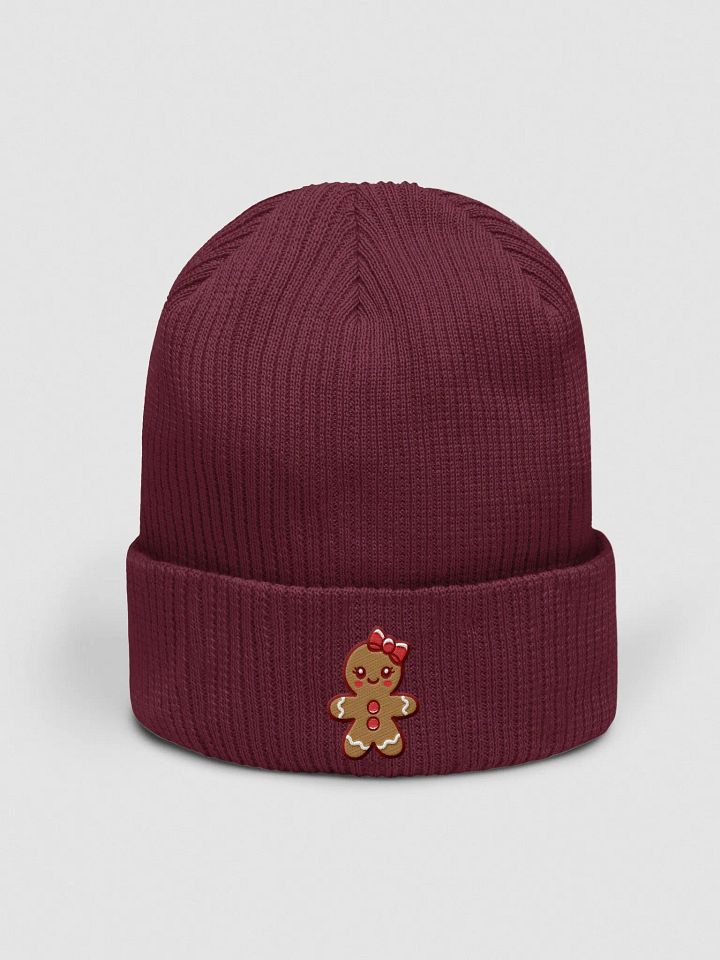Gingerbread Girl Embroidered Cotton Ribbed Beanie product image (1)