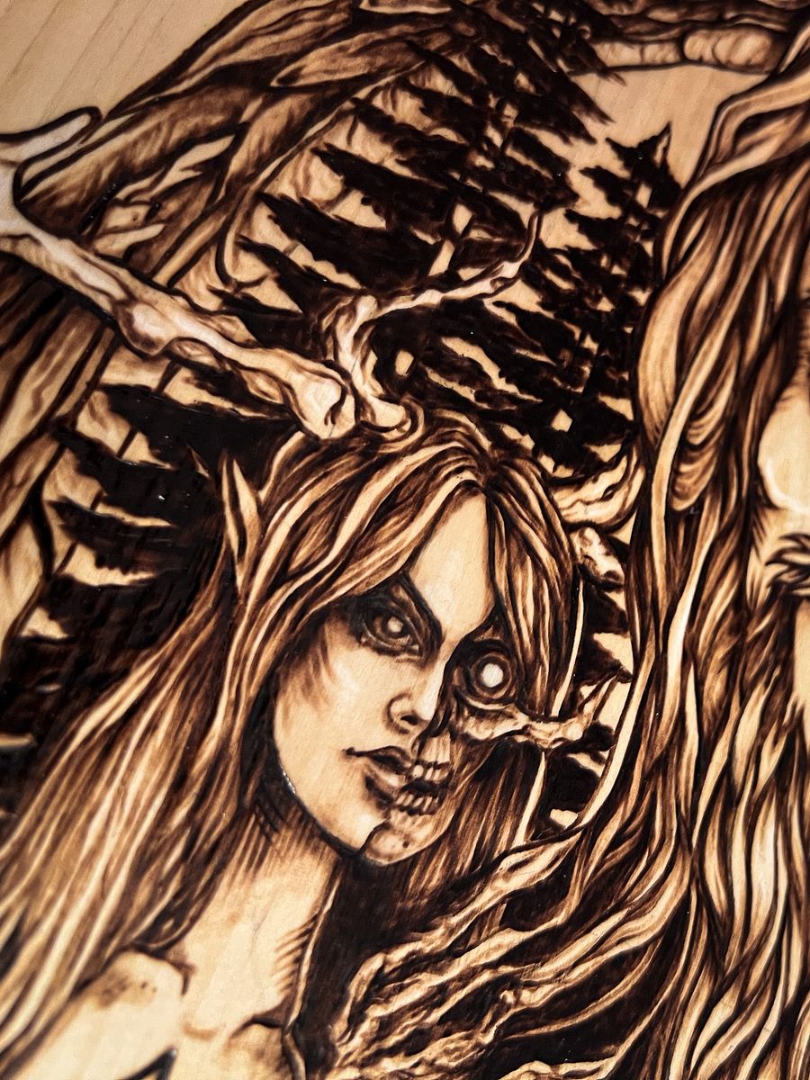Loki and his children - pyrography on basswood / linden product image (4)