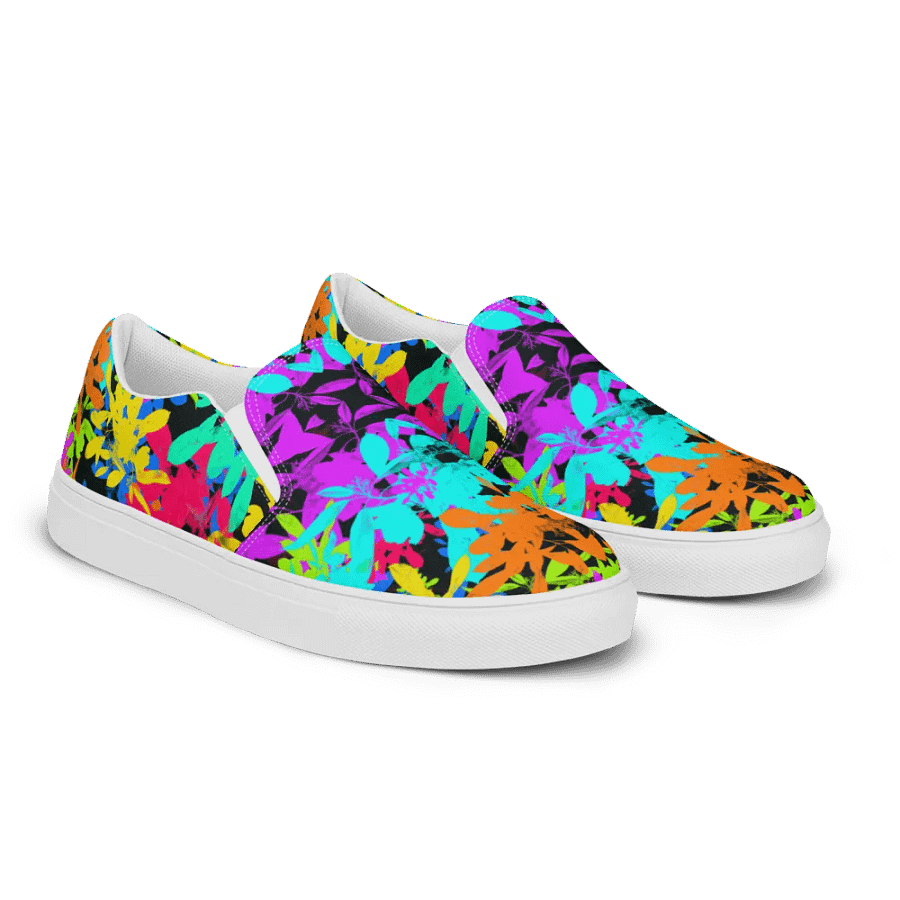 Ladies Brightly Coloured Geometric Leaf Design Slip On Shoes product image (10)