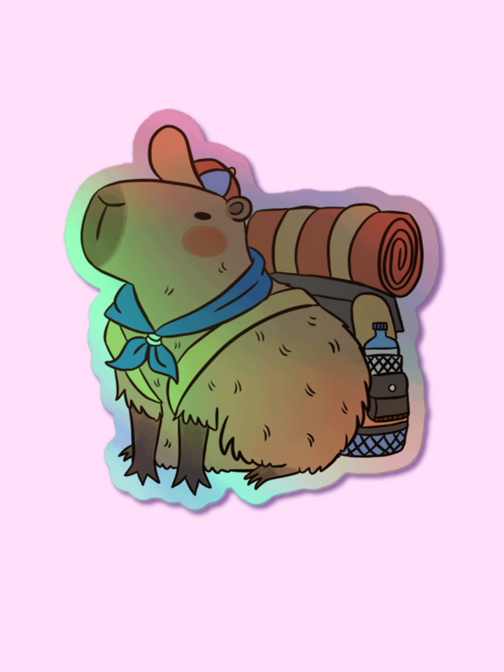 Capybara Camping Adventure Holographic Sticker Set product image (1)