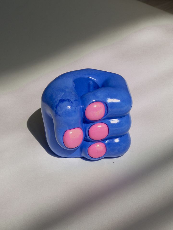 Hand Candleholder - Blue and Pink product image (1)