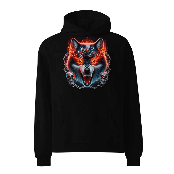 Flaming Wolf Biker Oversized Hoodie #39 product image (1)