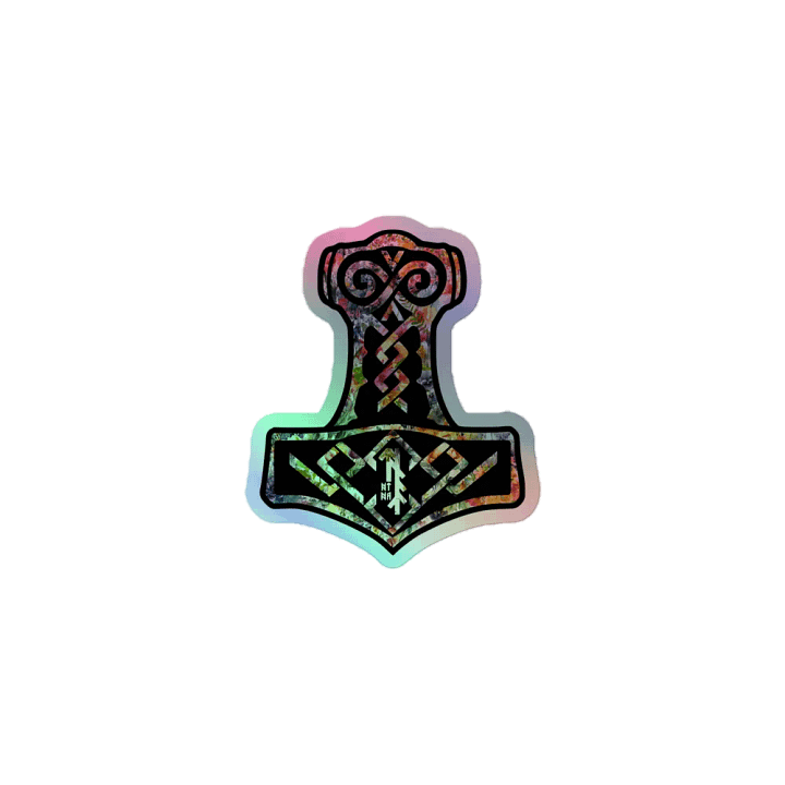 NTN Apparel Floral Mjölnir - Kiss Cut Holographic sticker product image (1)