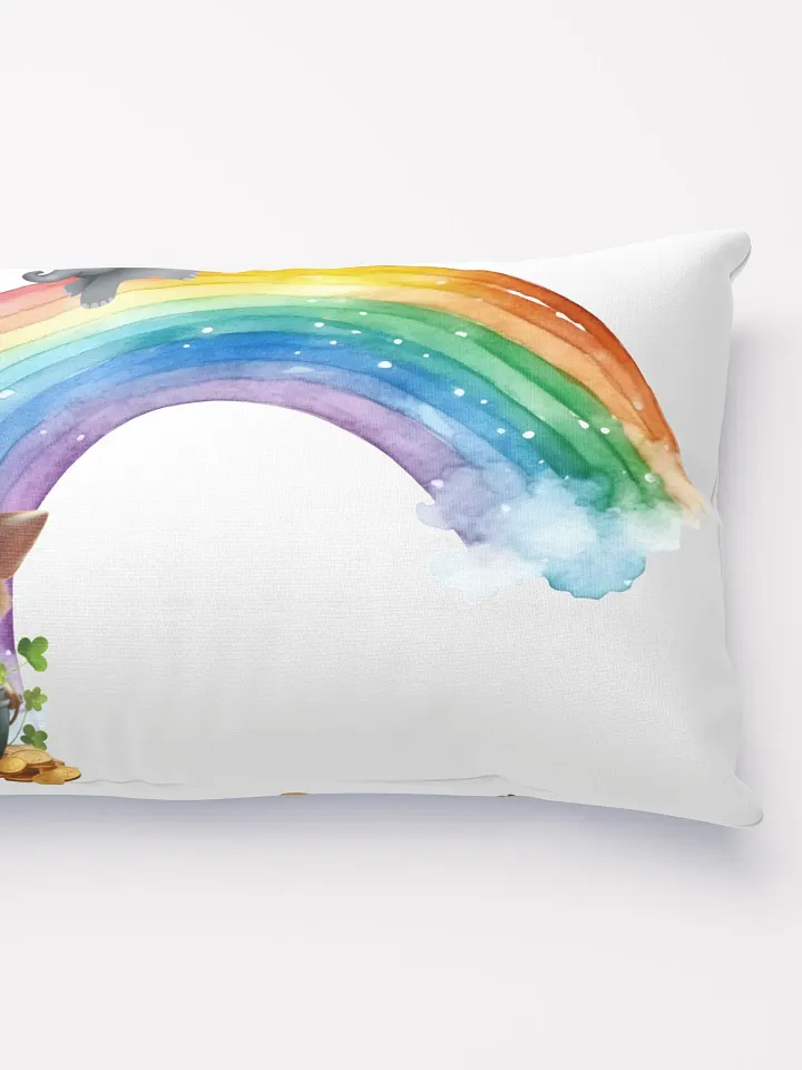 Whimsical At the End of the Rainbow Throw Pillow | Decorative Baby Elephant & Cat Design | 3 Sizes Available product image (2)