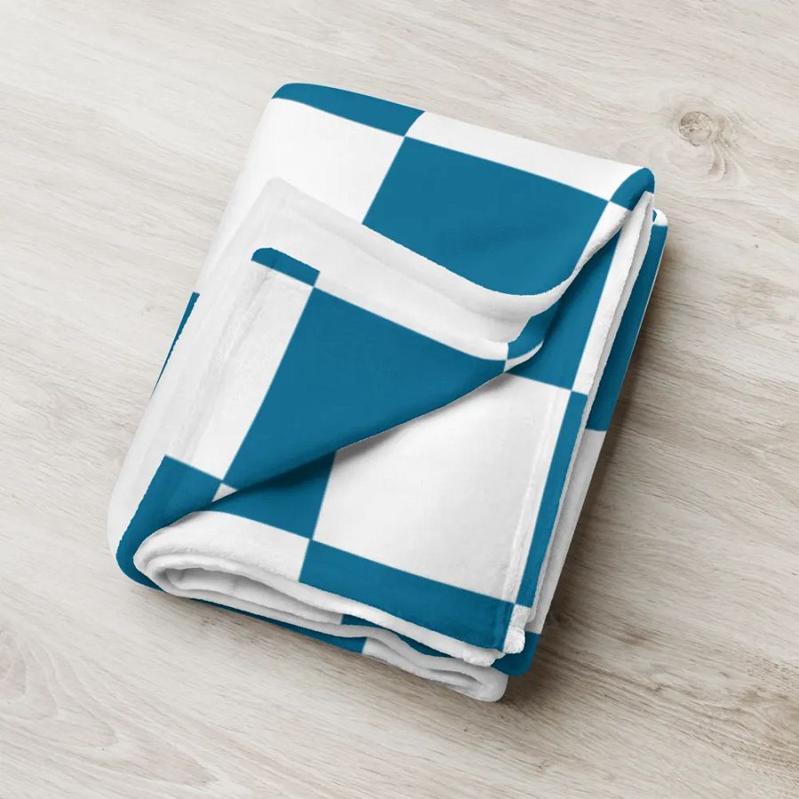 Squares White and Teal/Throw Blanket by Allcolor product image (8)