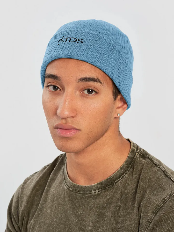 Atlantis Organic Ribbed Beanie - TDS Embroidered Beanie in Maroon, Light Blue, Black, Mustard, Navy, and Olive Green product image (2)