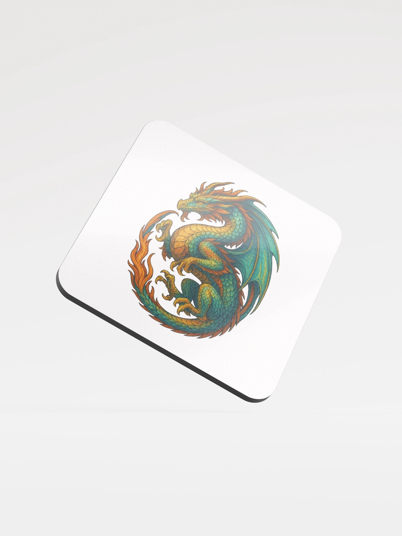 🔥 Colourful Dragon Coaster – On Burgundy Flame 🔥 product image (1)