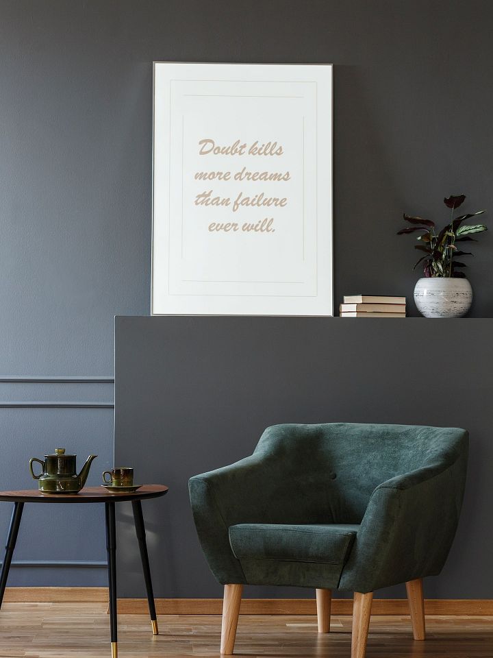 Doubt Kills More Dreams Than Failure Ever Will Quote Poster, Beige Wall Art, Inspirational Home Decor, Motivational Office Artwork Print product image (2)