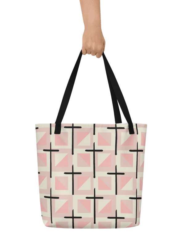 Pink Cross Quilted Patterned Tote Bag product image (1)