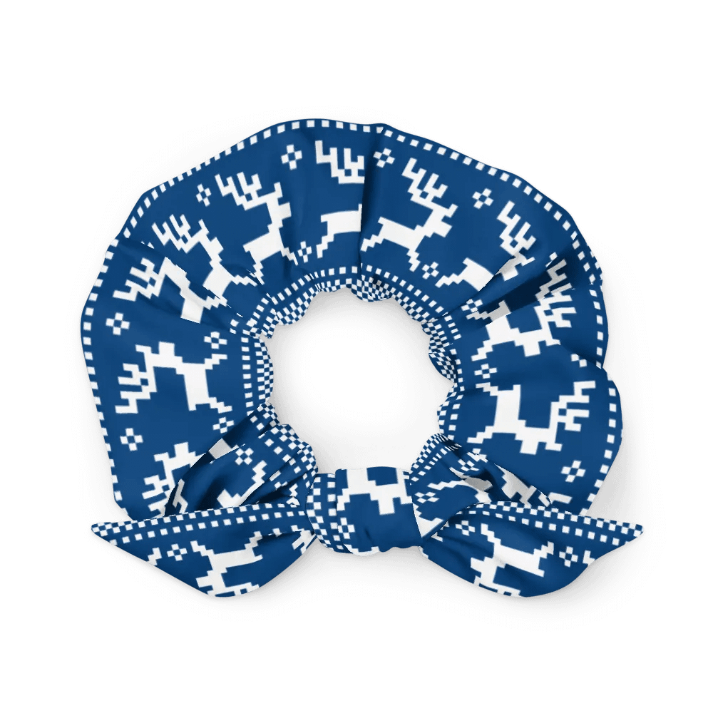 Winter Blue Reindeer Scrunchie with Bow product image (3)