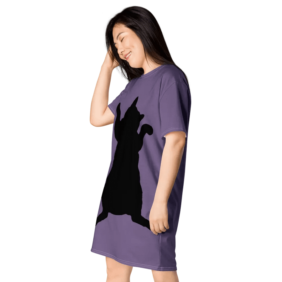 Dancing Demeowcracy Feline Purple T-Shirt Dress product image (5)