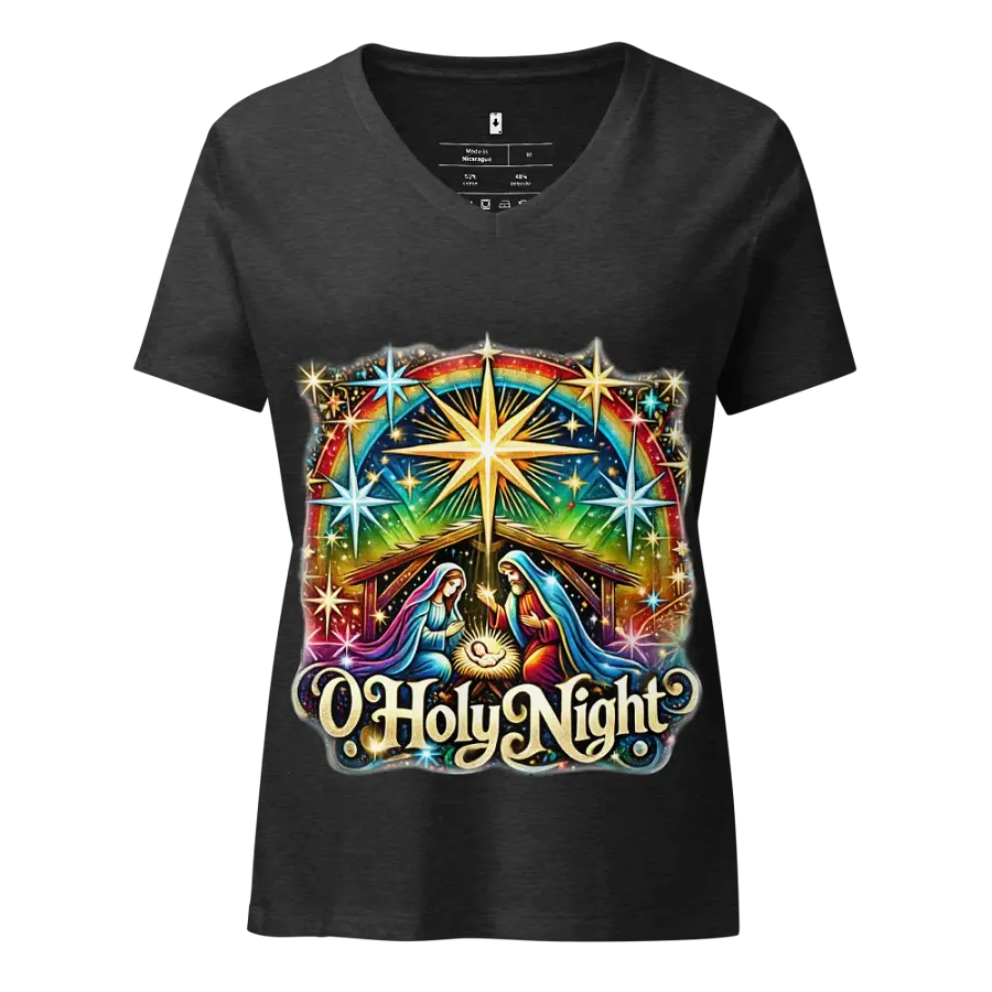 O Holy Night Nativity Scene V-Neck Tee product image (3)