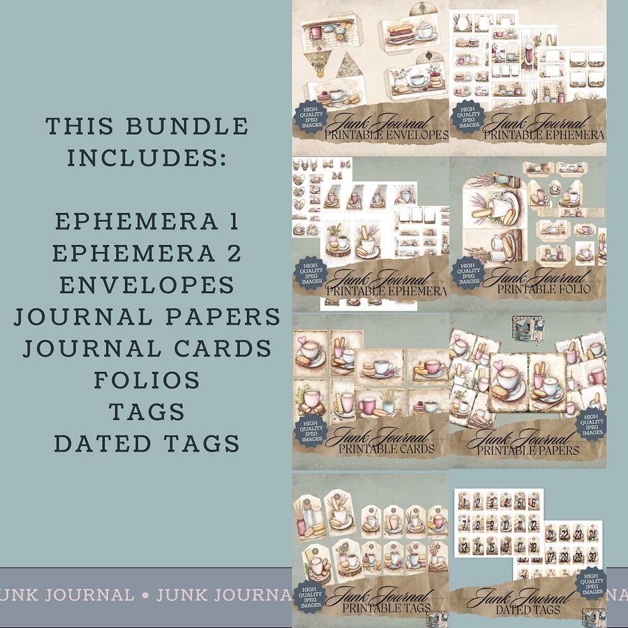 Coffee & Biscuits - Junk Journal Bundle V5 product image (4)