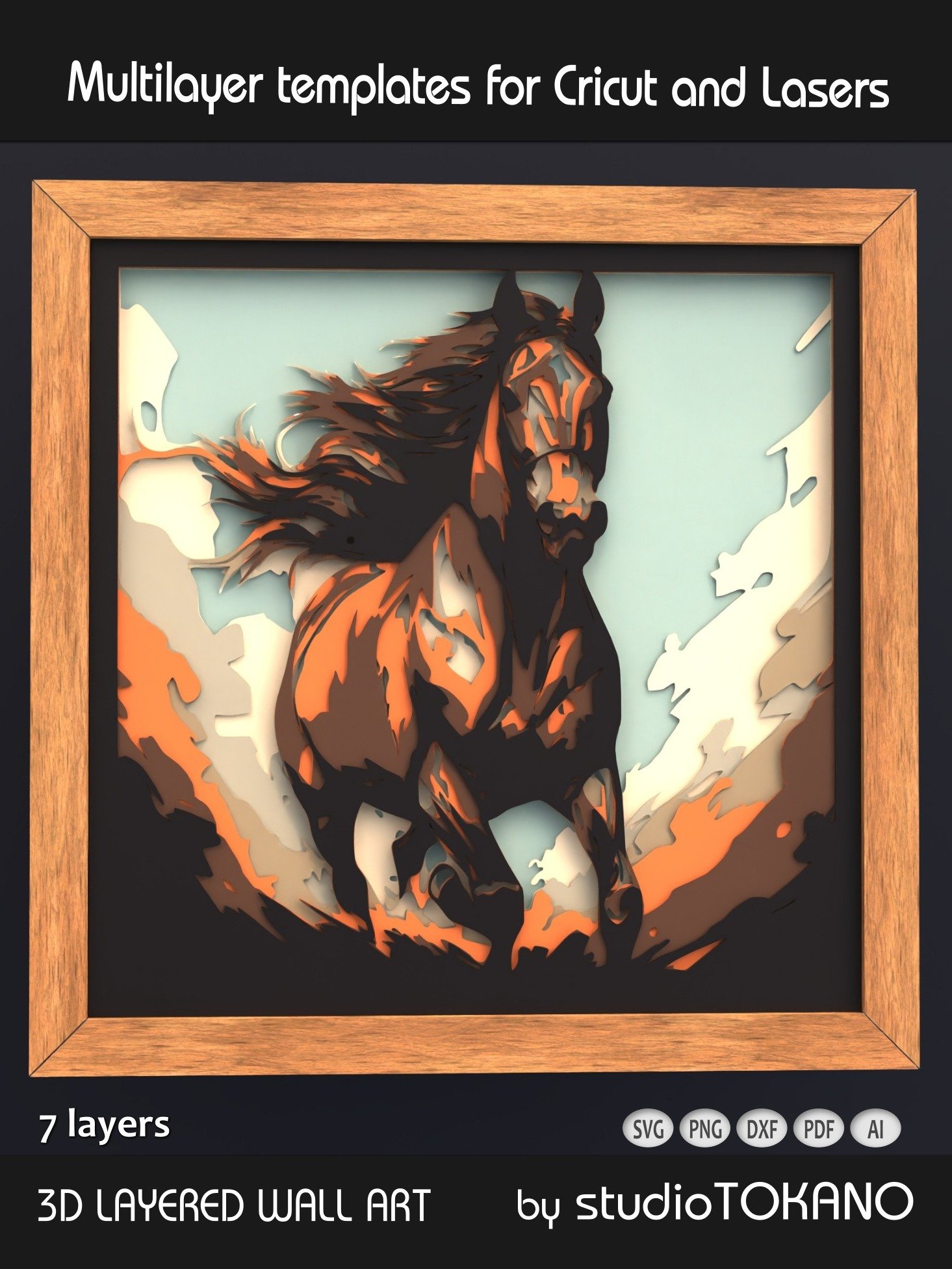 Running Horse 3D Layered SVG product image (1)