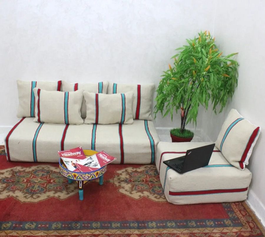 Moroccan Floor sofa, Moroccan floor couch, set of floor sofa pillows pouf product image (1)