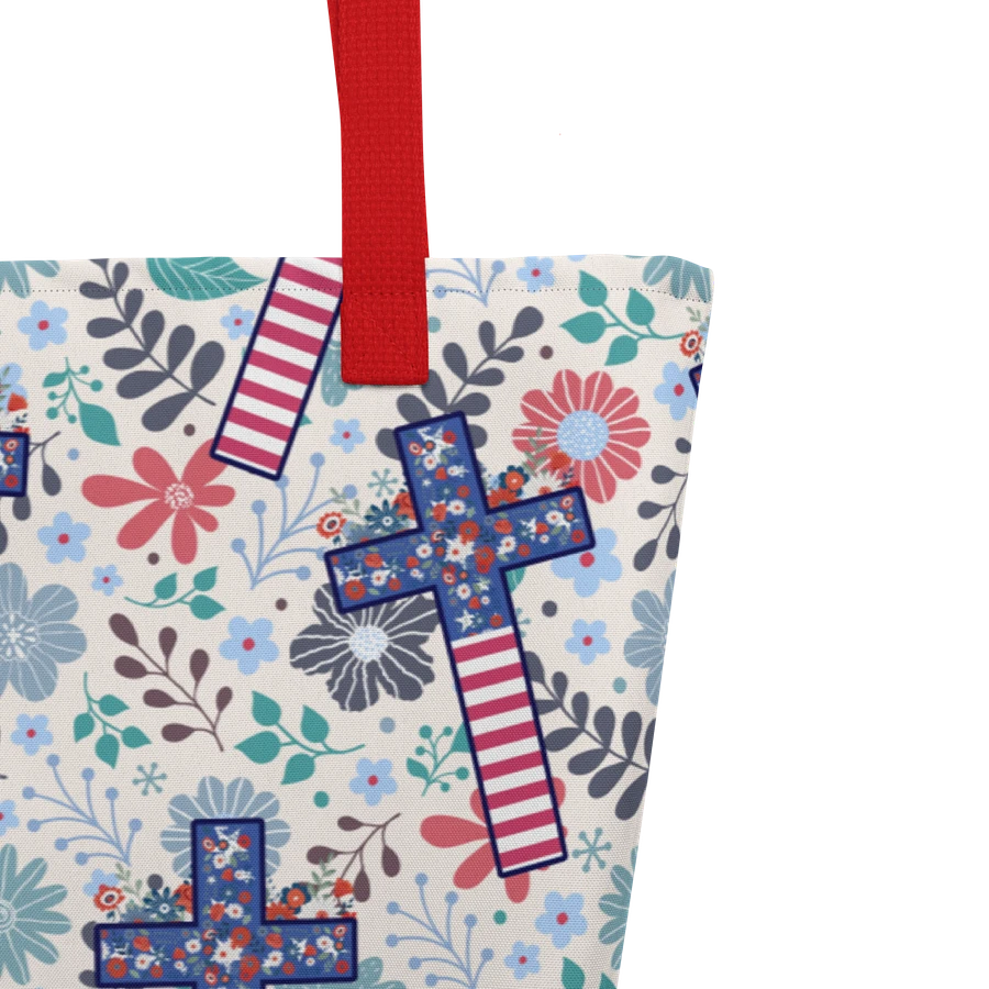 Floral Patriotic Cross Patterned Tote Bag product image (10)