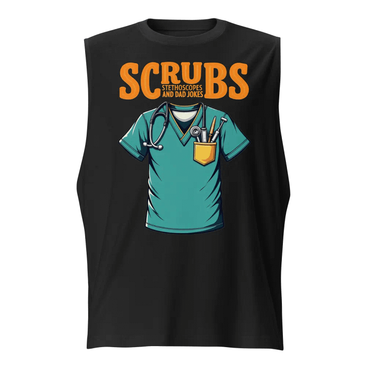 dad jokes, Stylish Scrubs and Stethoscopes Muscle Tank product image (1)