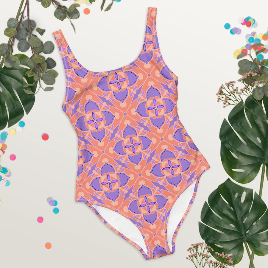 Pastel Orange and Mauve Pattern Swimsuit product image (8)