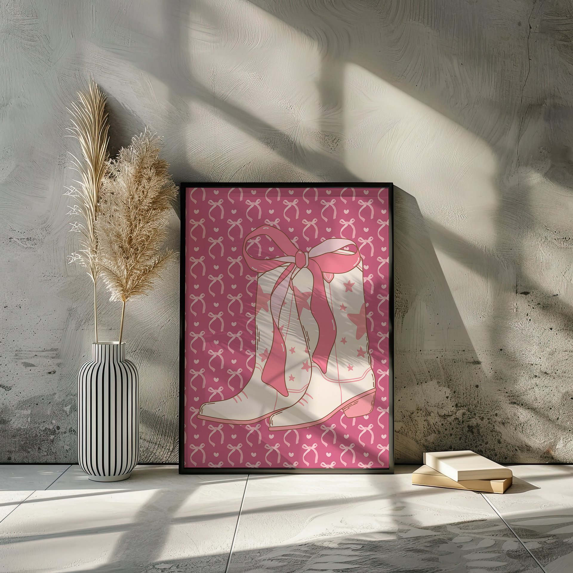 Cowgirl Boots with Pink Ribbon Coquette Art Print product image (25)