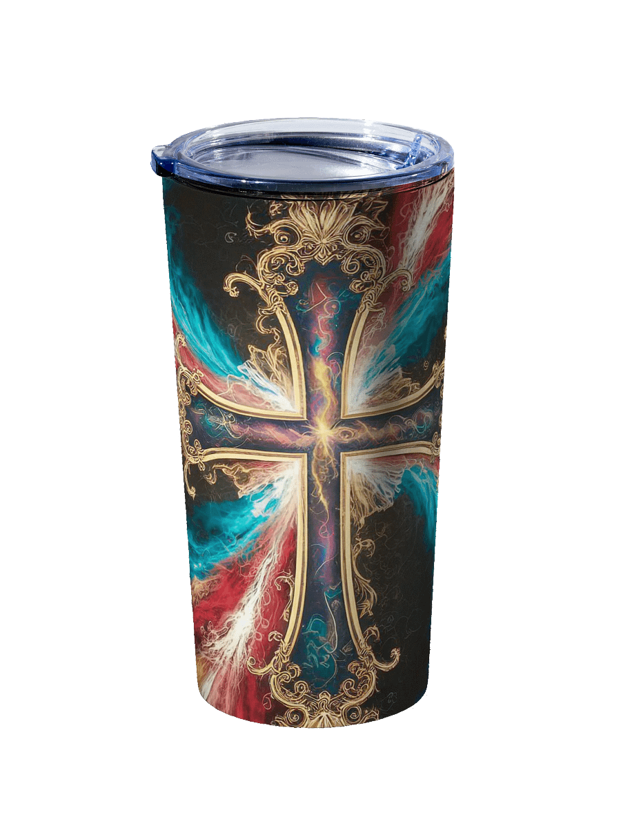 Lift Me Up Lord 3D Christian Cross Red Gold 20oz Stainless Steel Tumbler product image (2)