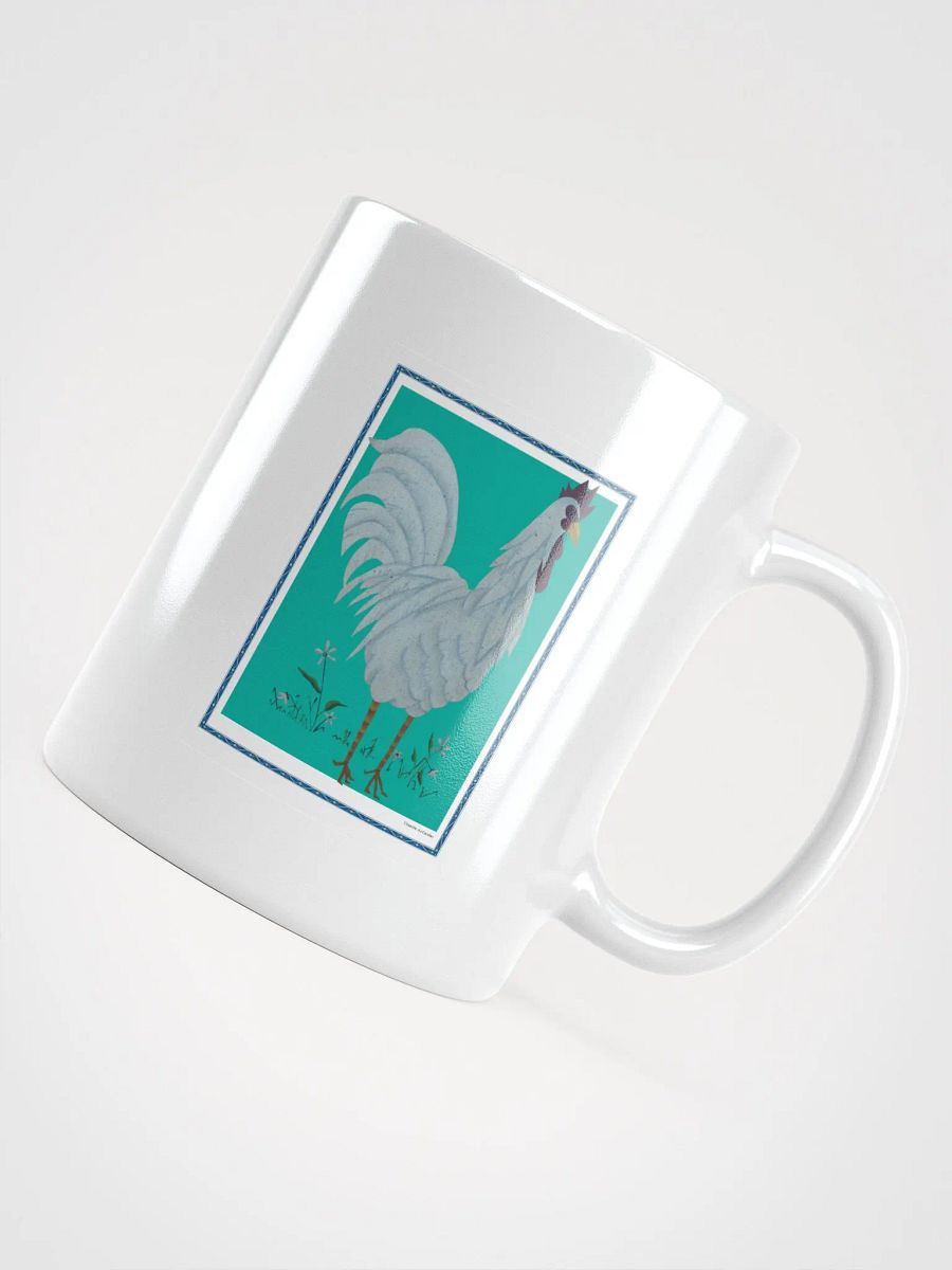 White Glossy Mug with Chicken and Green background product image (4)