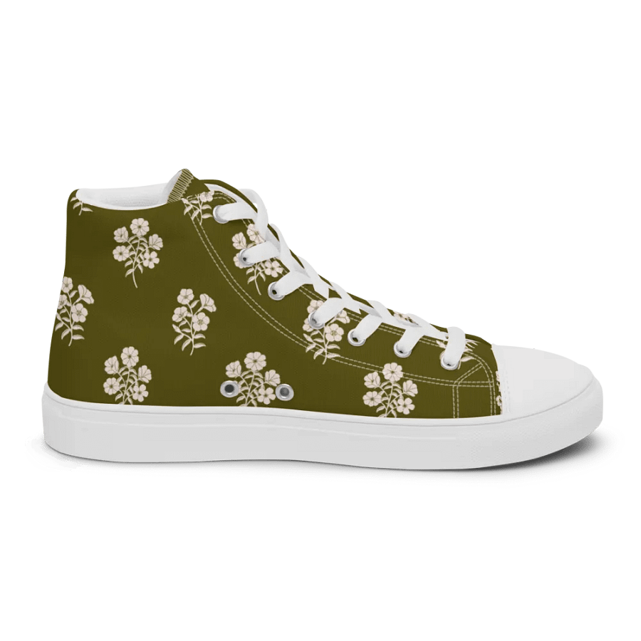 Alpine Cascade - Green and Cream - Women High Top Canvas Shoes product image (11)