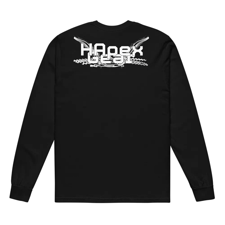 Unisex Garment-Dyed Heavyweight Long Sleeve Shirt - White HApex Gear Black Logo product image (2)