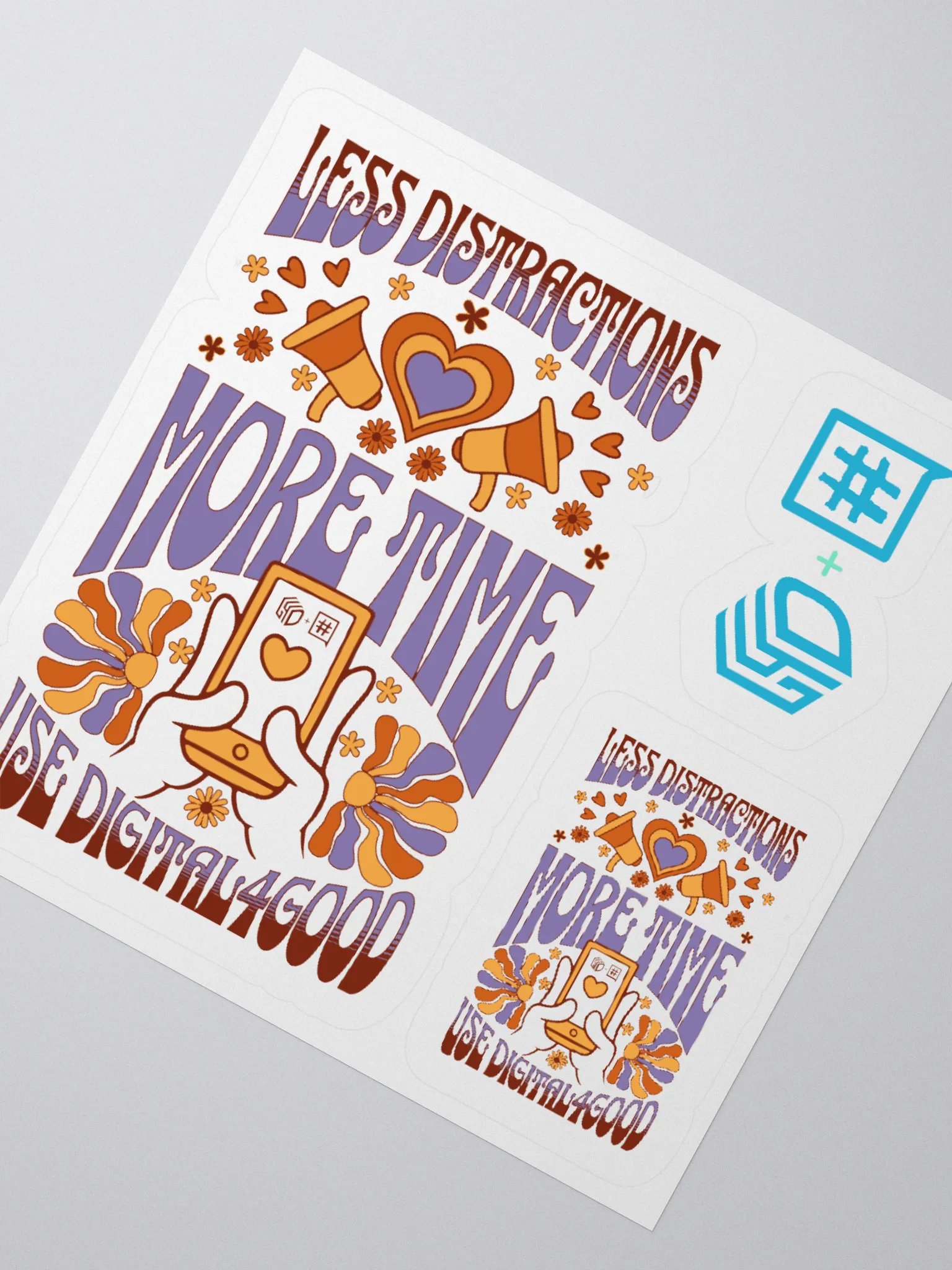 Less Distractions. More Time. Use Digital4Good Stickers product image (6)