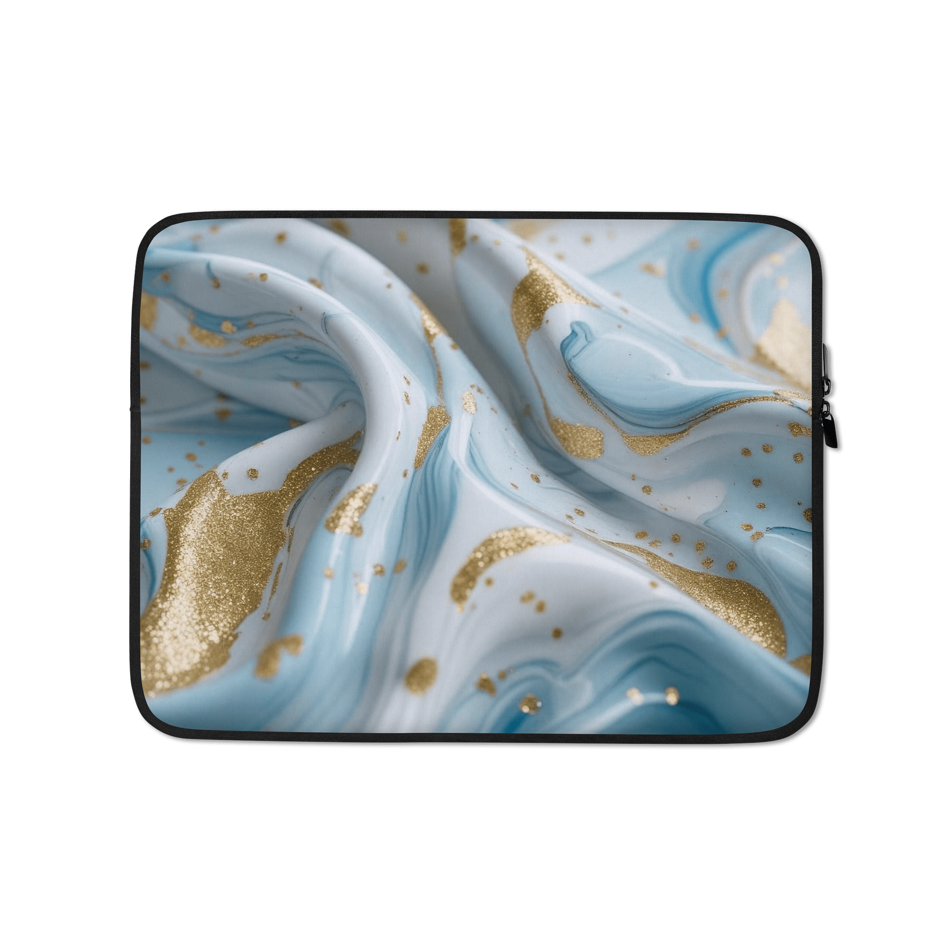 Baby Blue, White & Gold Marble 3D-inspired Laptop Sleeve product image (1)