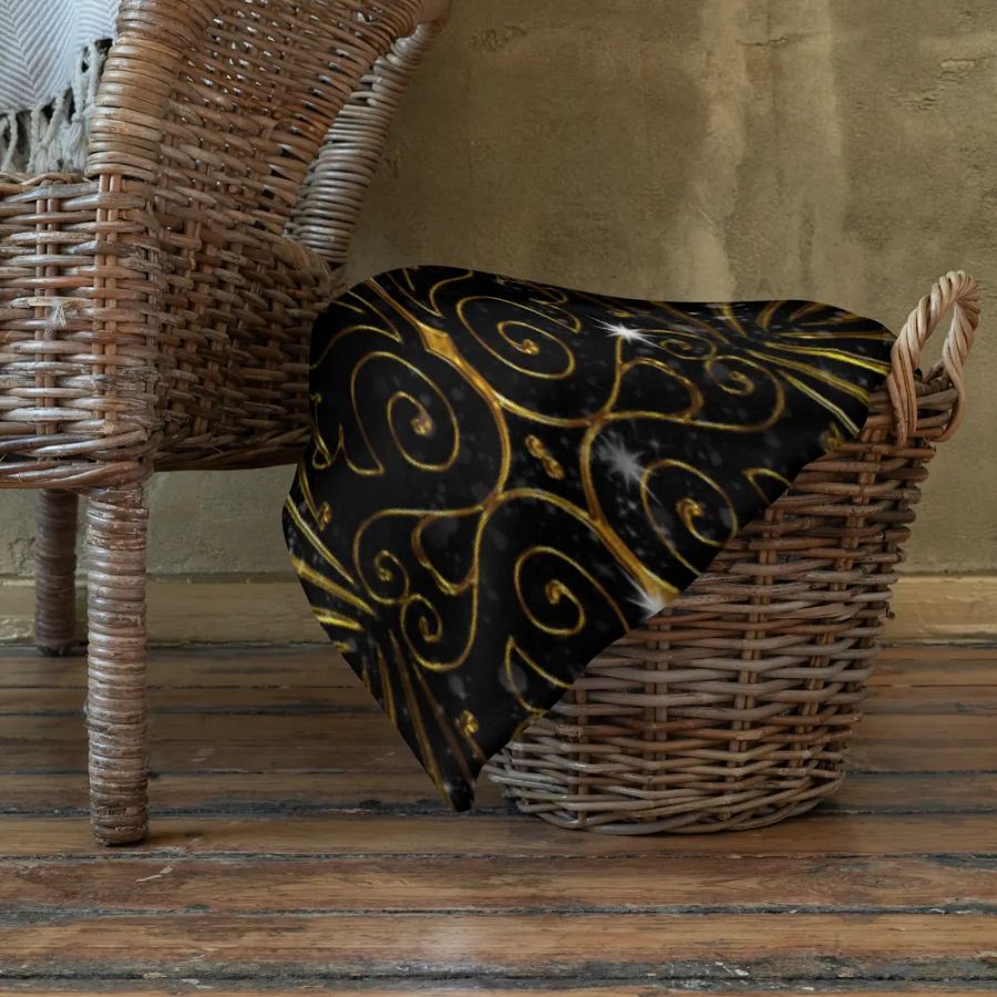 Black and Gold Victorian Sparkle Throw Blanket product image (22)