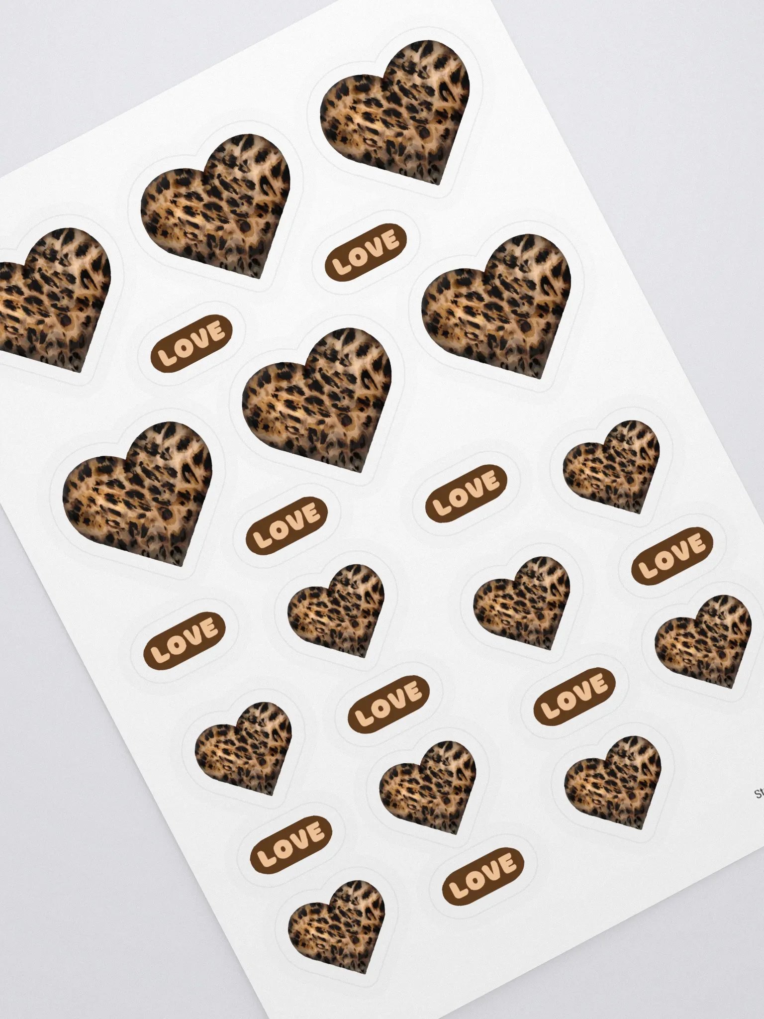 Leopard Skin brown Fur Hearts - Sticker Sheet product image (2)