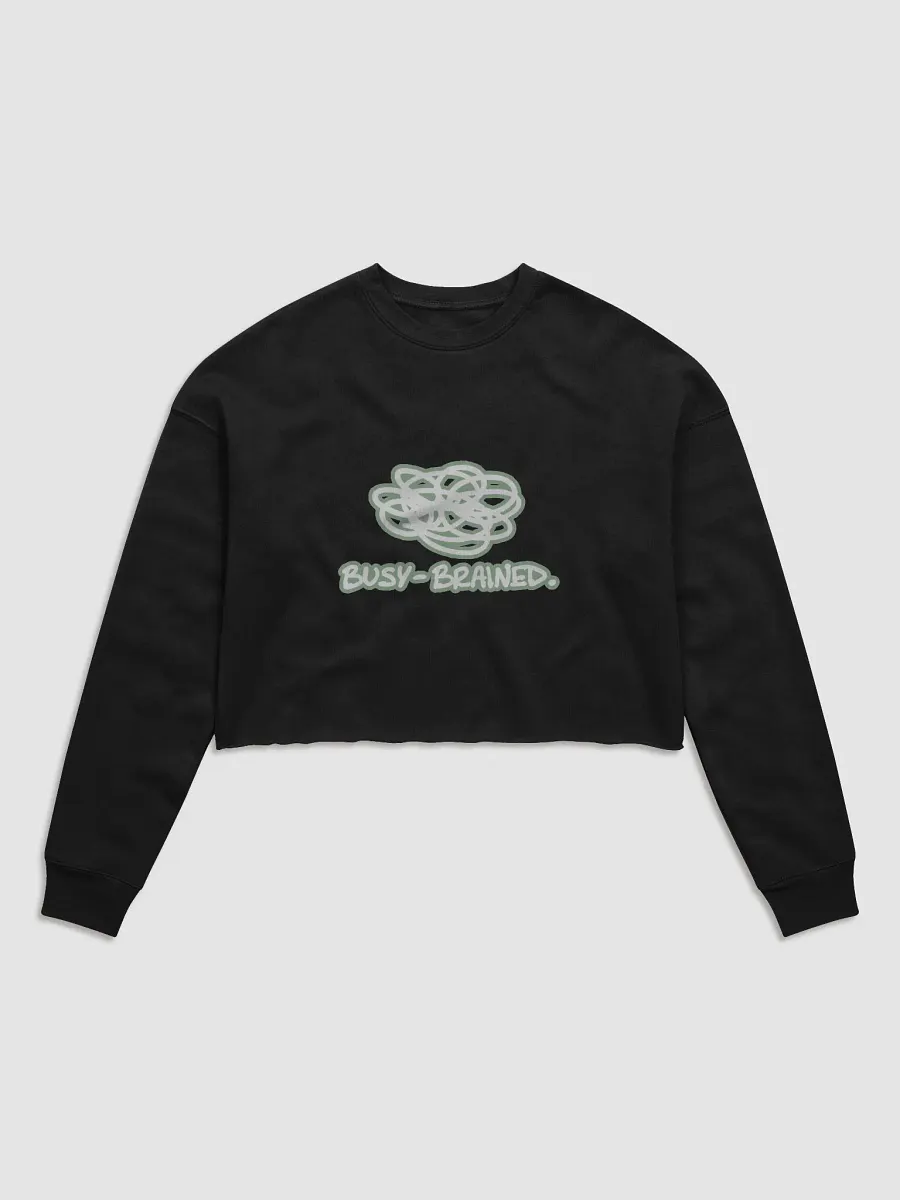 BUSY-BRAINED (lined design, #96B697) Women's Fleece Crop Sweatshirt product image (2)