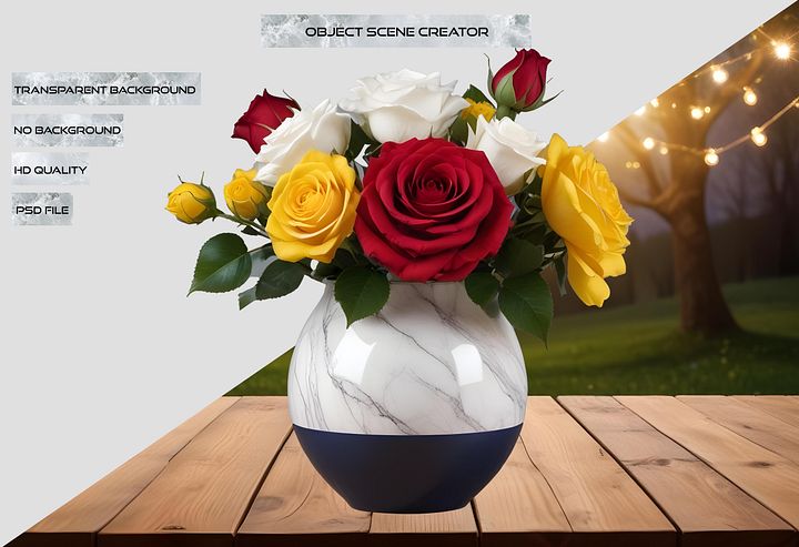 Eternal Romance – Marble Rose Vase PNG product image (2)