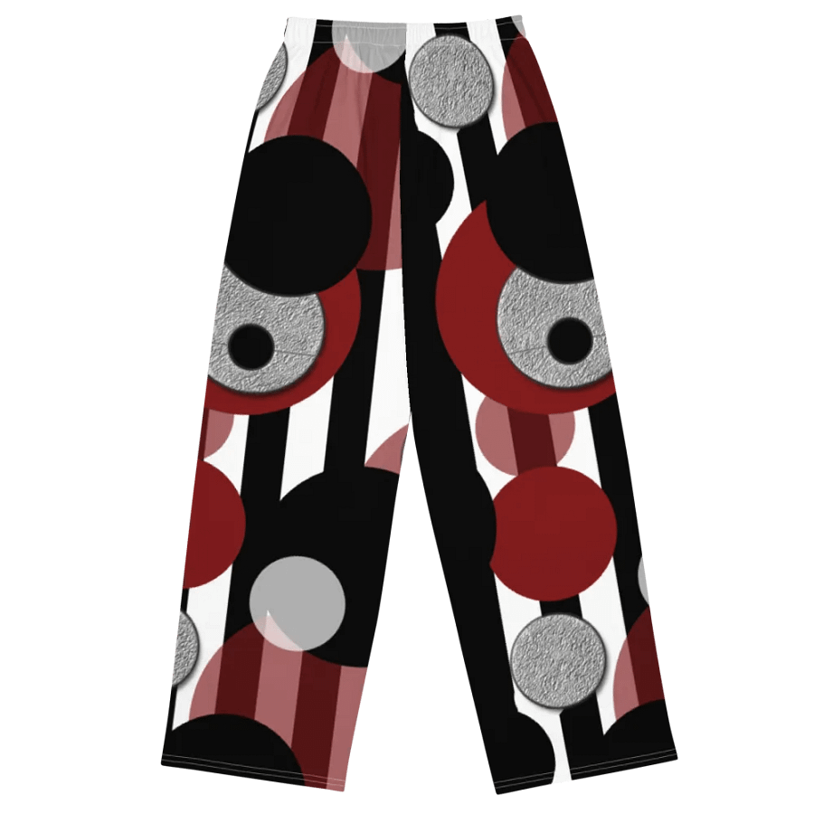Black White Red Stripes Dots Pattern Wideleg Pants product image (1)