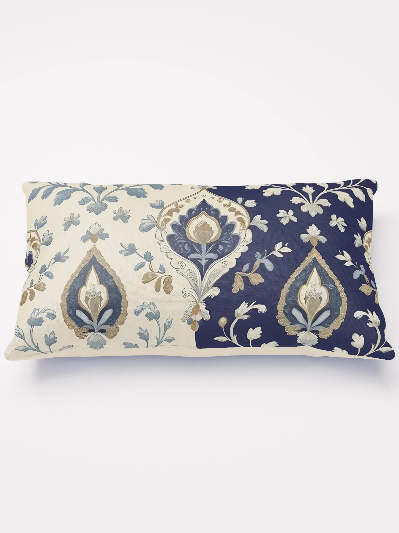 Classic Paisley Motifs on Luxurious Cream & Navy Pattern Pillow product image (1)