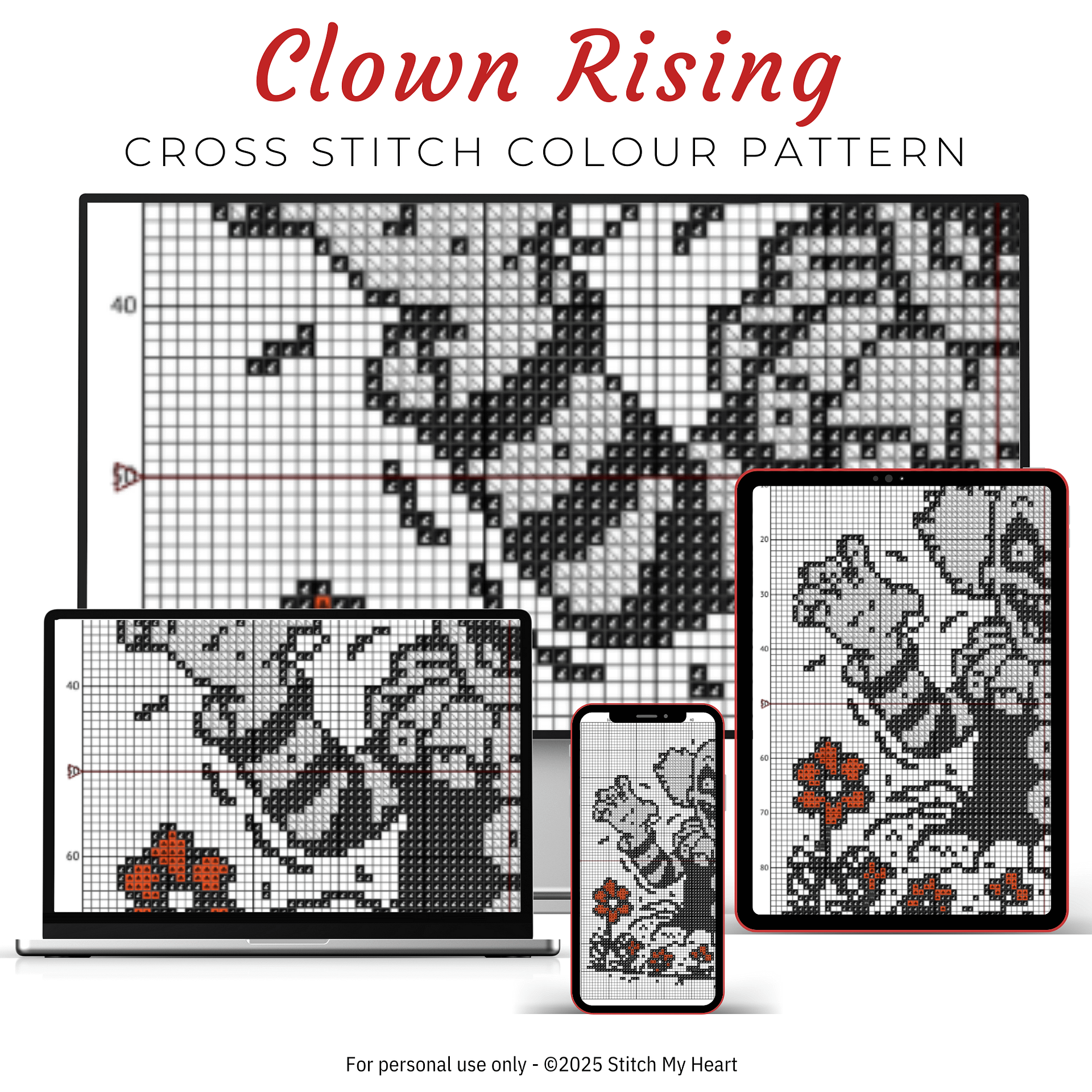 Clown Rising Cross Stitch Pattern product image (3)