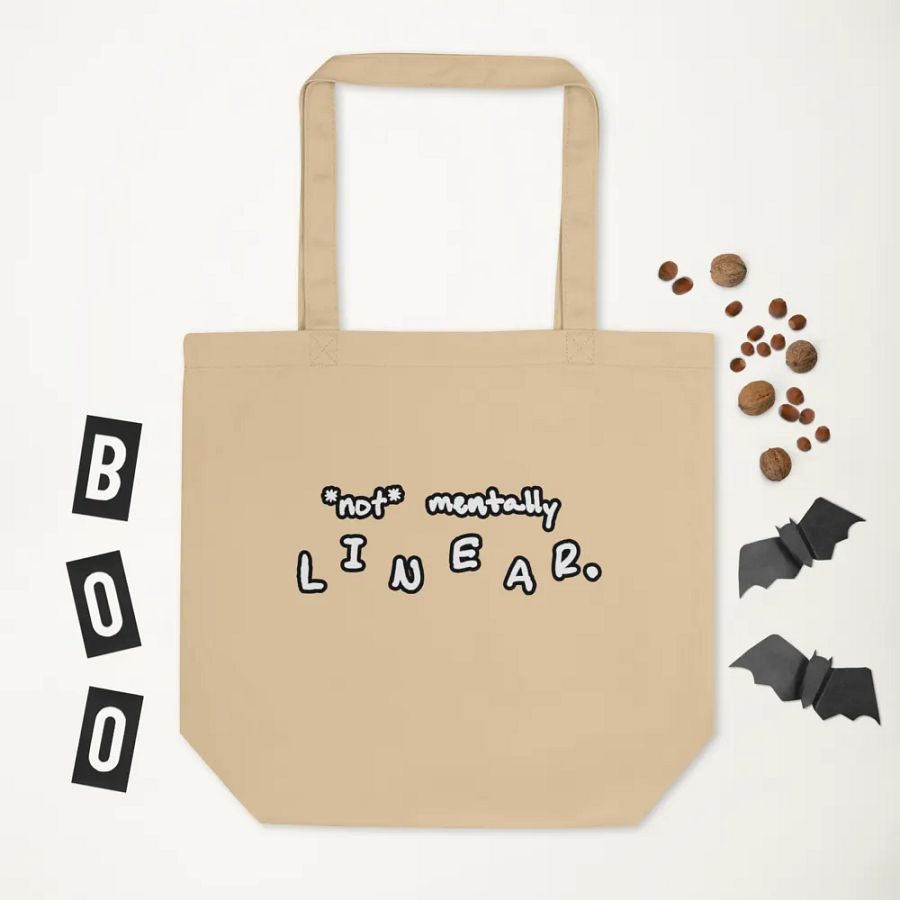 *not* mentally linear (lined design) tote bag product image (3)