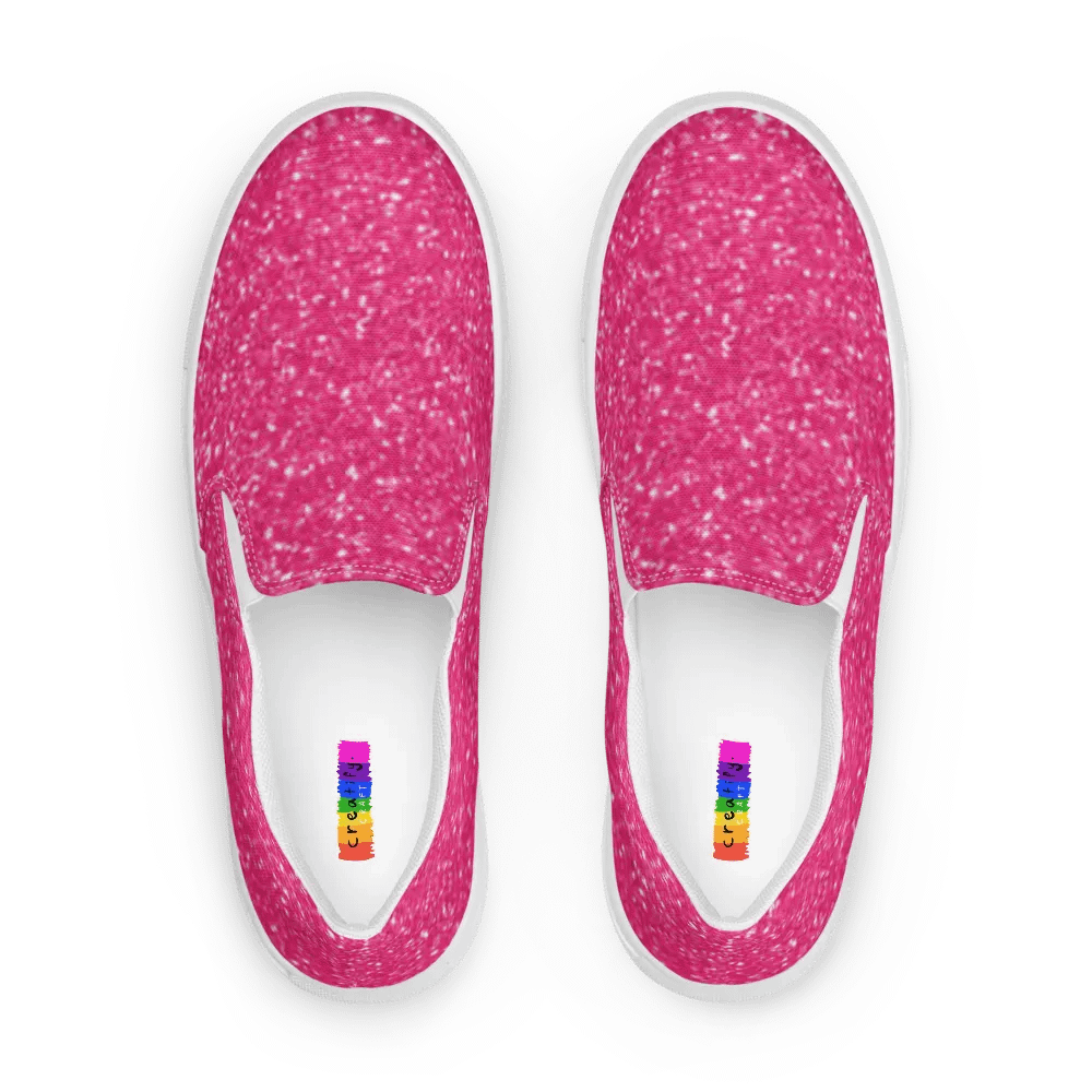 Sparkling Pink Glitter Women's Slip-On Shoes product image (2)