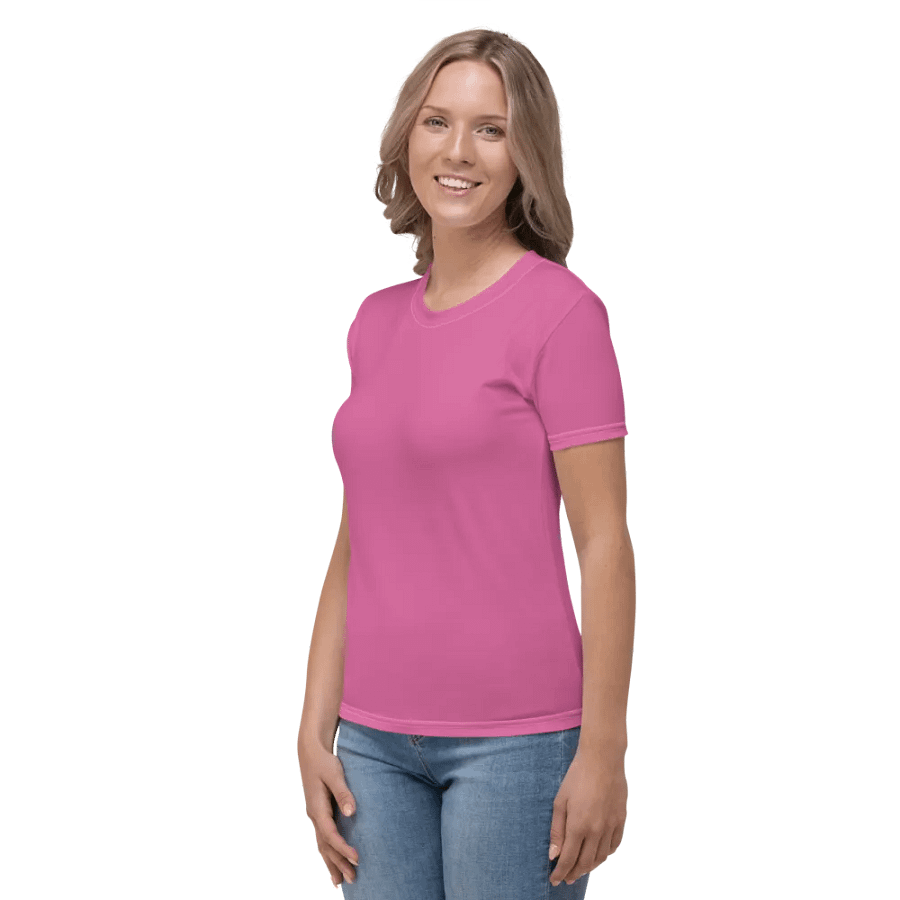 Plain Medium Pink Light Summer Women's Crewneck Polyester Heavyweight Premium T-Shirt by Treasure Pie product image (6)