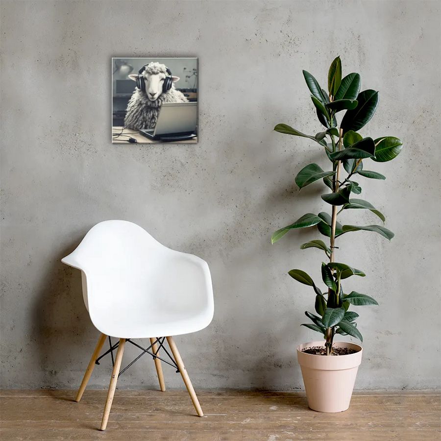 Sheep With Headphones And Laptop Wall Art product image (6)
