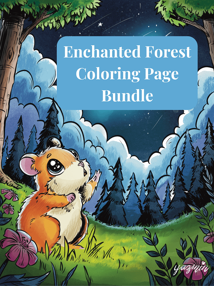 Enchanted Forest Coloring Page Bundle – Printable Fantasy Art for Relaxation & Creativity product image (1)