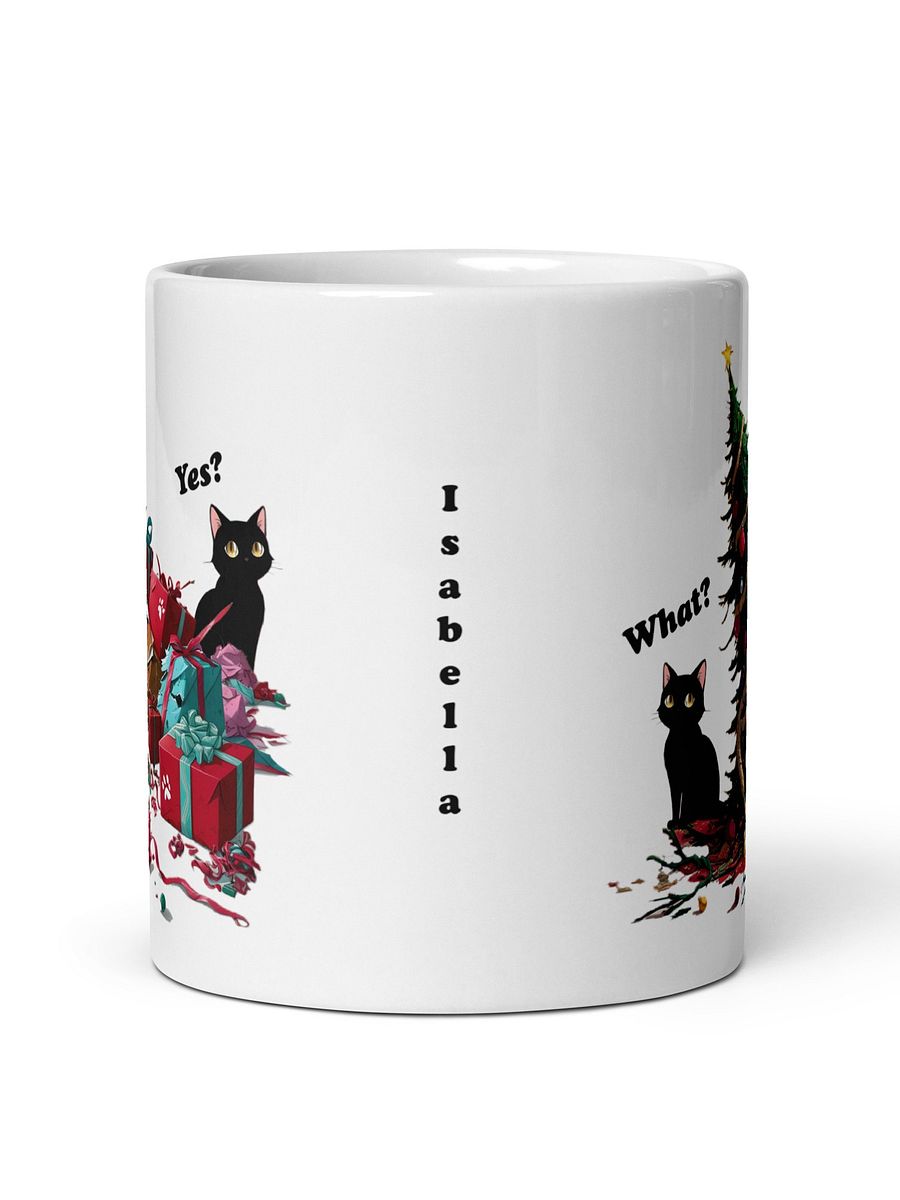 Personalized Black Cat Destroyed Christmas White Glossy Ceramic Mug product image (3)