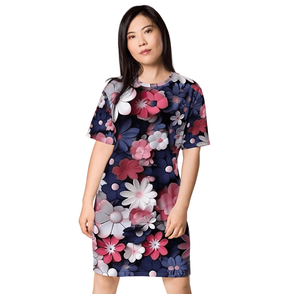 3D-Ditsy-Flowers-Seamless-Patterns T-shirt Dress - V8 product image (3)