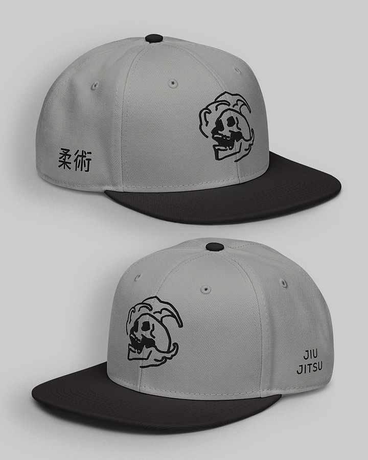 Jiu Jitsu Skull Embroidered Snapback | Grey product image (1)