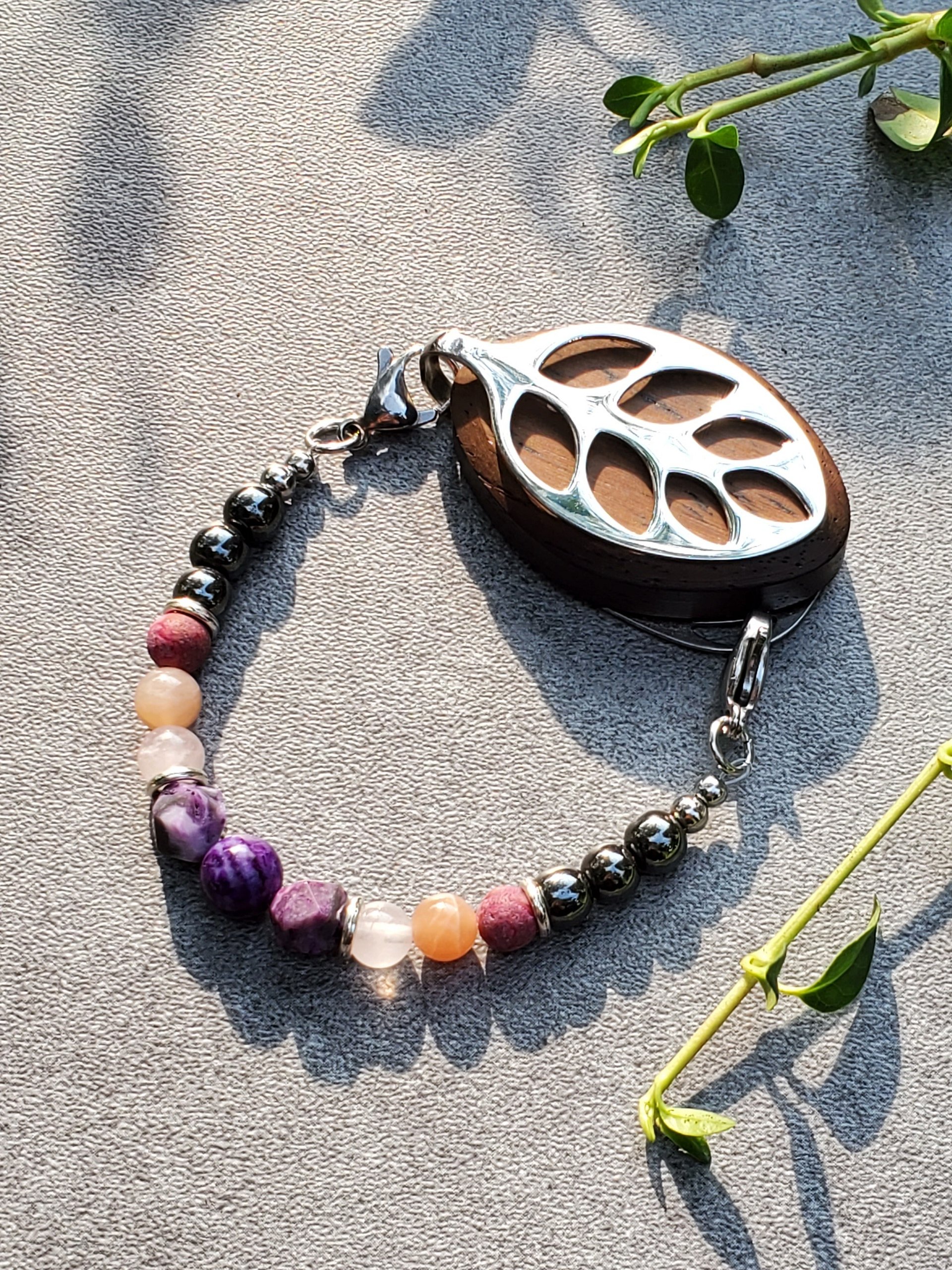Divine Feminine Bracelet | Sugilite, Rose Quartz, Hematite | Handmade Accessory for Bellabeat Leaf Urban & Ivy product image (3)
