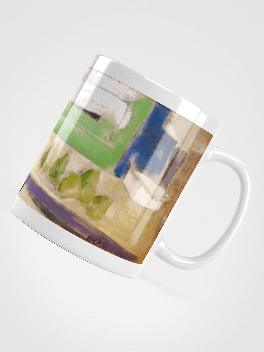 Twelve Pears on a Studio Bench (1986) on White Glossy Mug product image (4)