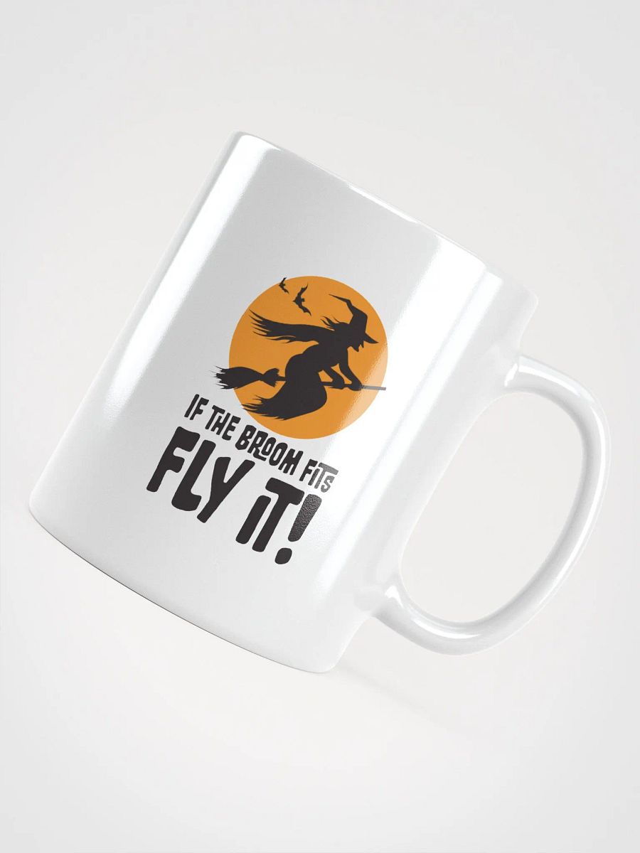 If the Broom Fits Ride it Mug | Halloween Witch Coffee Cup | Retro Spooky Fall Drinkware. product image (4)