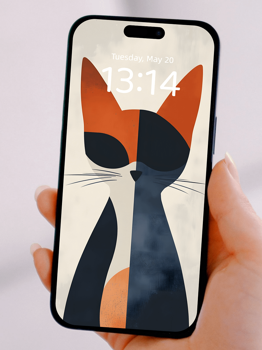 Abstract Geometric Cat Phone Wallpapers: 4K HD, Bring Modern Artistic Flair to Your Phone Screen product image (3)