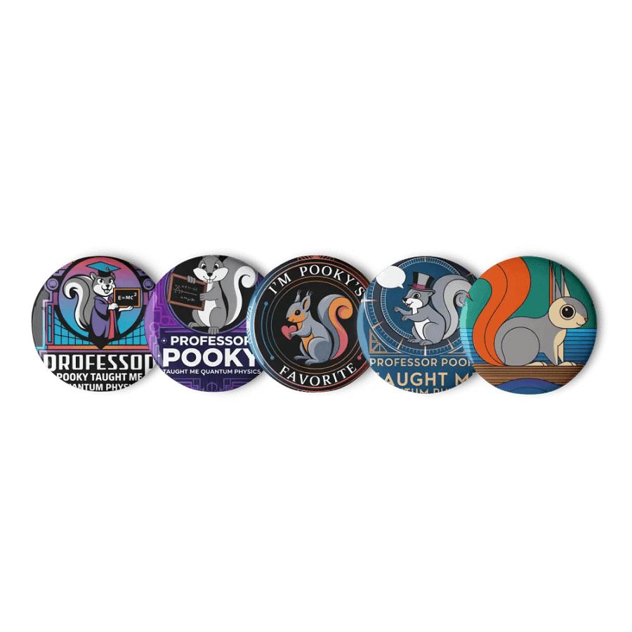 Original Pooky Artwork Buttons: Set of Five -D product image (1)