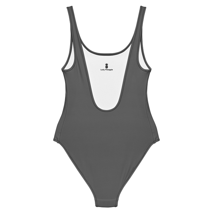 Dark Gray Solid Color Retro Inspired Women's One Piece Swimsuit product image (2)